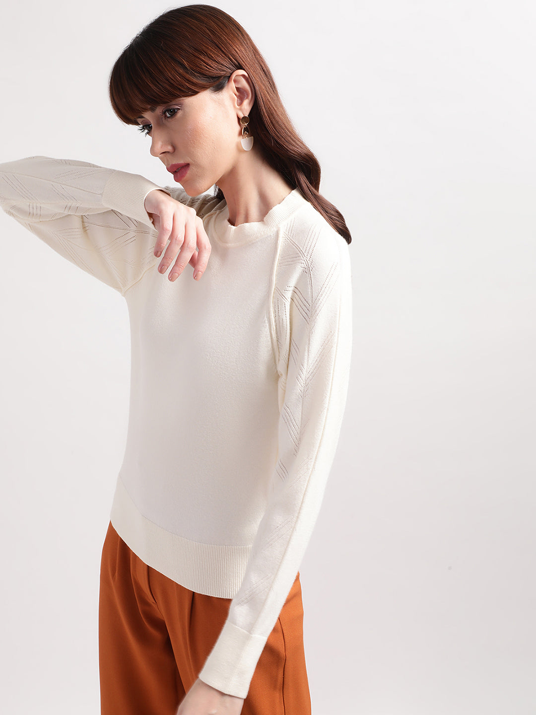 Centre Stage Women White Solid Sweater