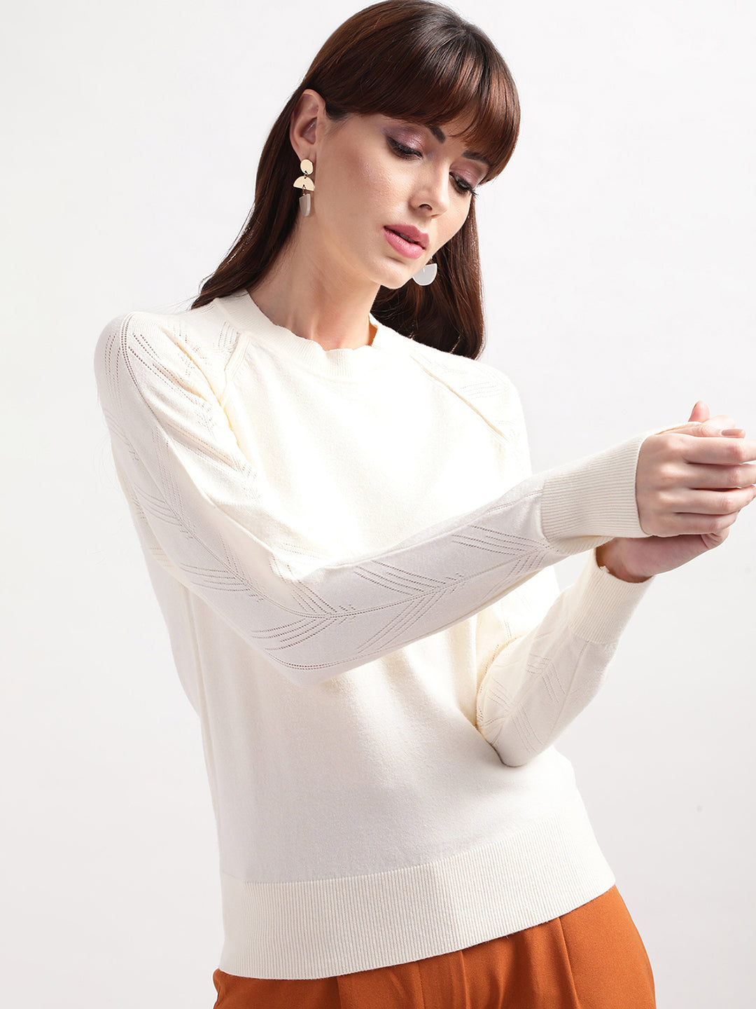 Centre Stage Women White Solid Sweater