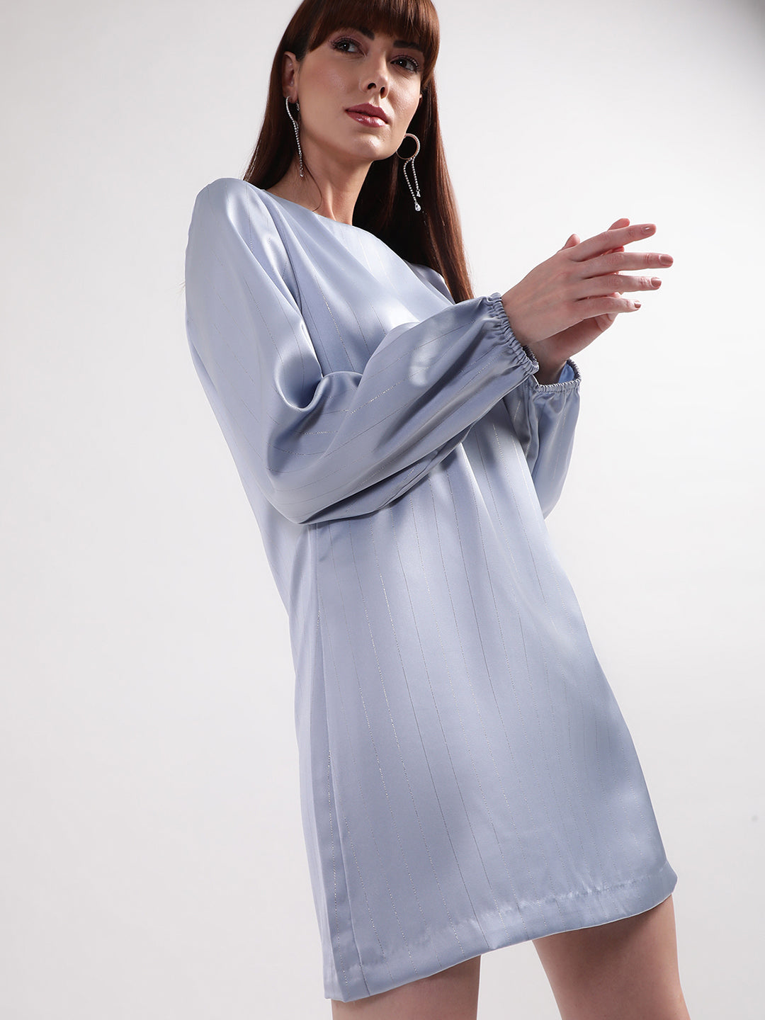 Centre Stage Women Teal Solid Collar Dress