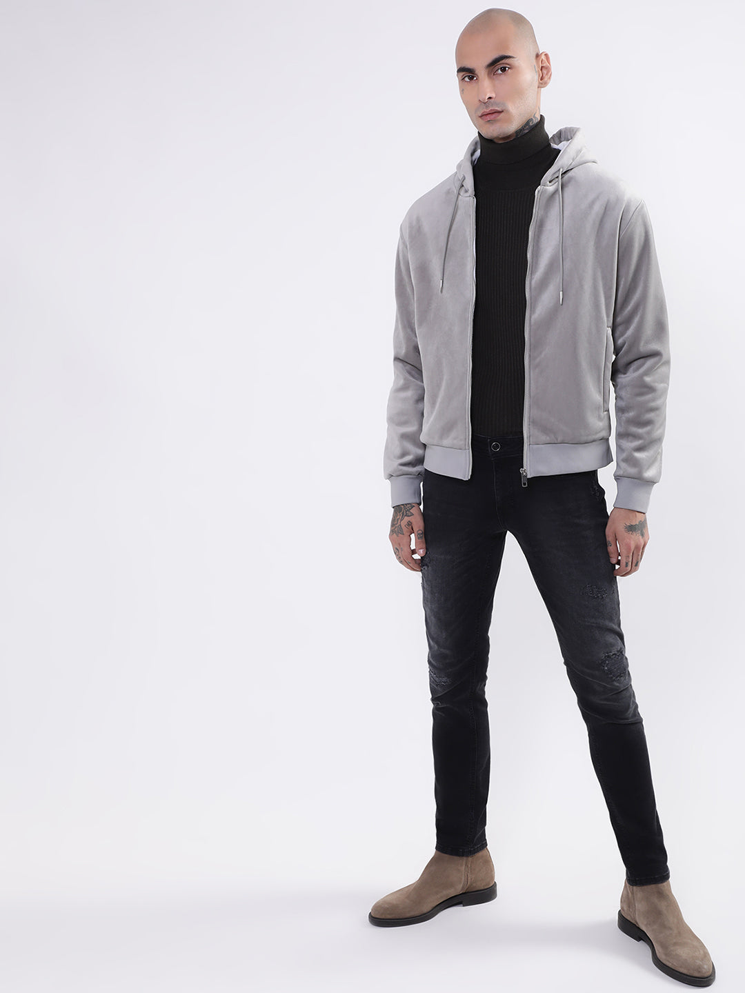 Antony Morato Men Grey Hooded Sweatshirt