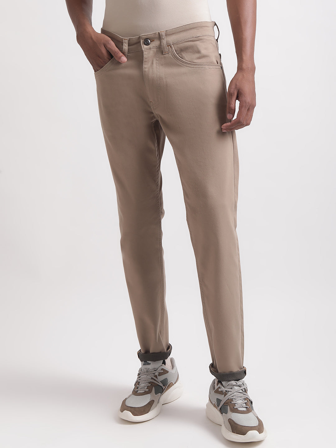 Matinique Men Khaki Solid Regular Fit Jeans