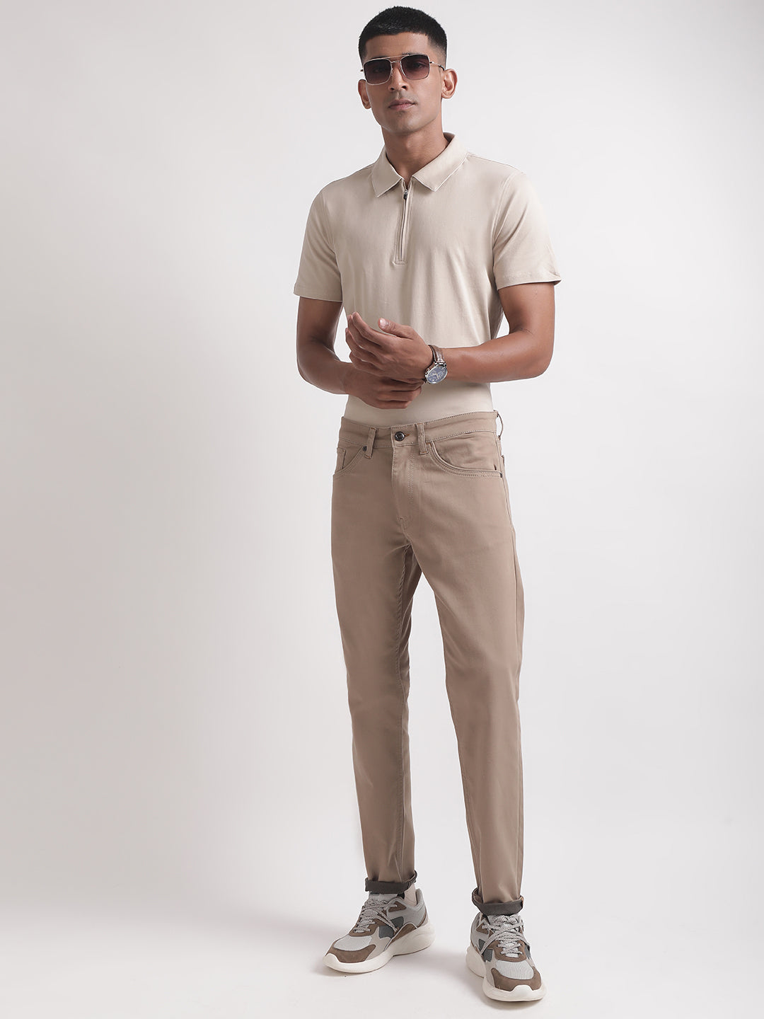 Matinique Men Khaki Solid Regular Fit Jeans