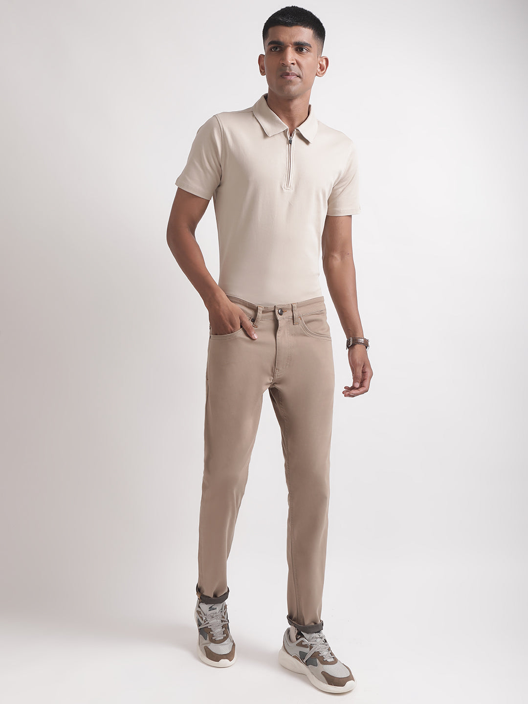 Matinique Men Khaki Solid Regular Fit Jeans