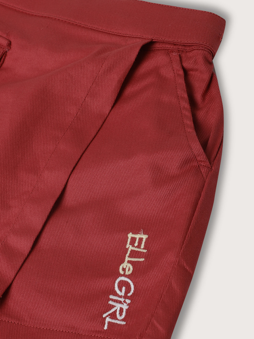 Elle Kids Girls Deep Red Solid Regular Fit Skirt