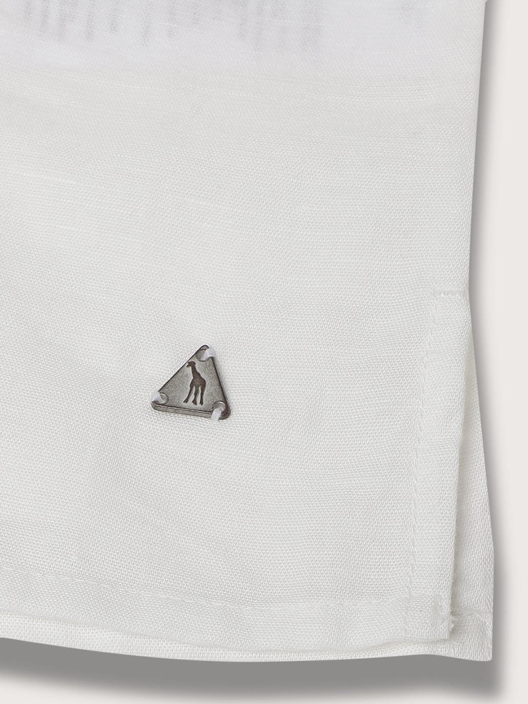 Blue Giraffe Boys White Solid Mandarin Collar Shirt