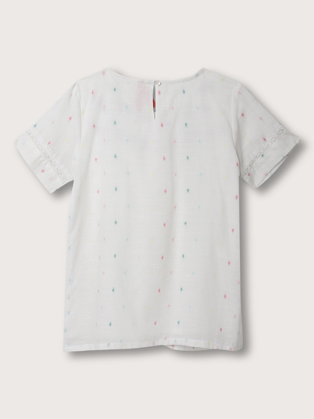 Blue Giraffe Girls White Solid Round Neck Top