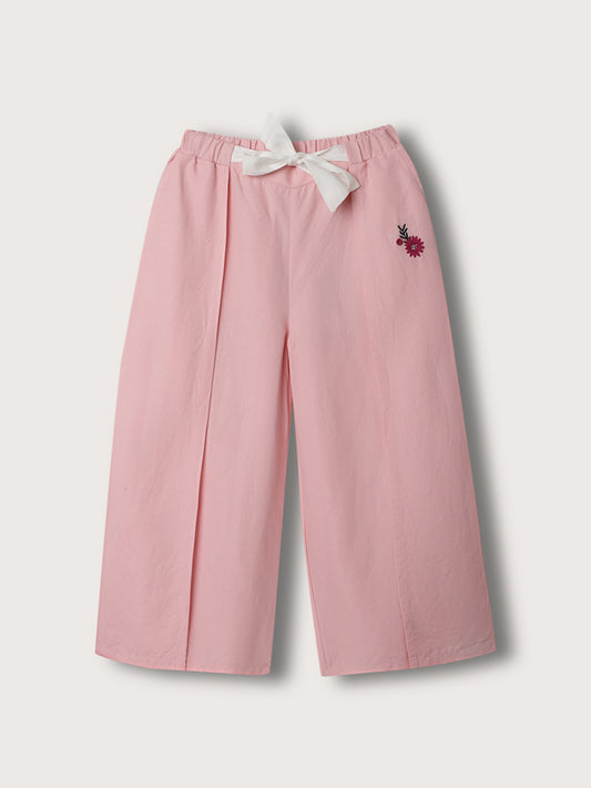 Blue Giraffe Girls Pink Solid Regular Fit Trouser