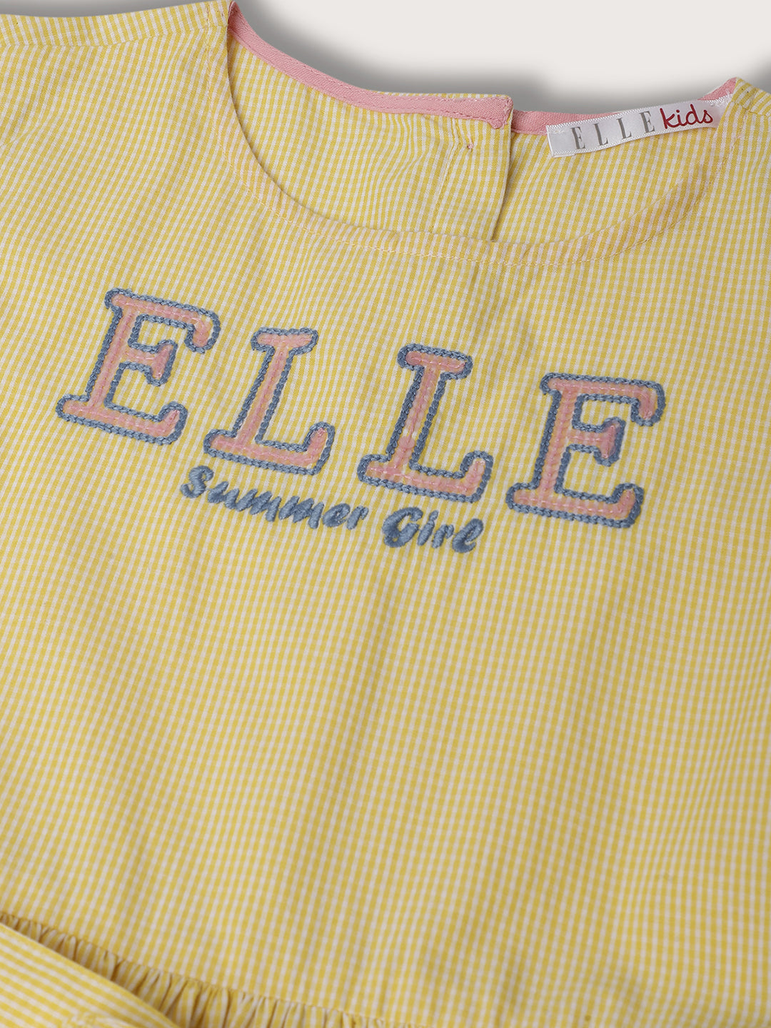 Elle Kids Girls Lemon Yellow Solid Round Neck Dress