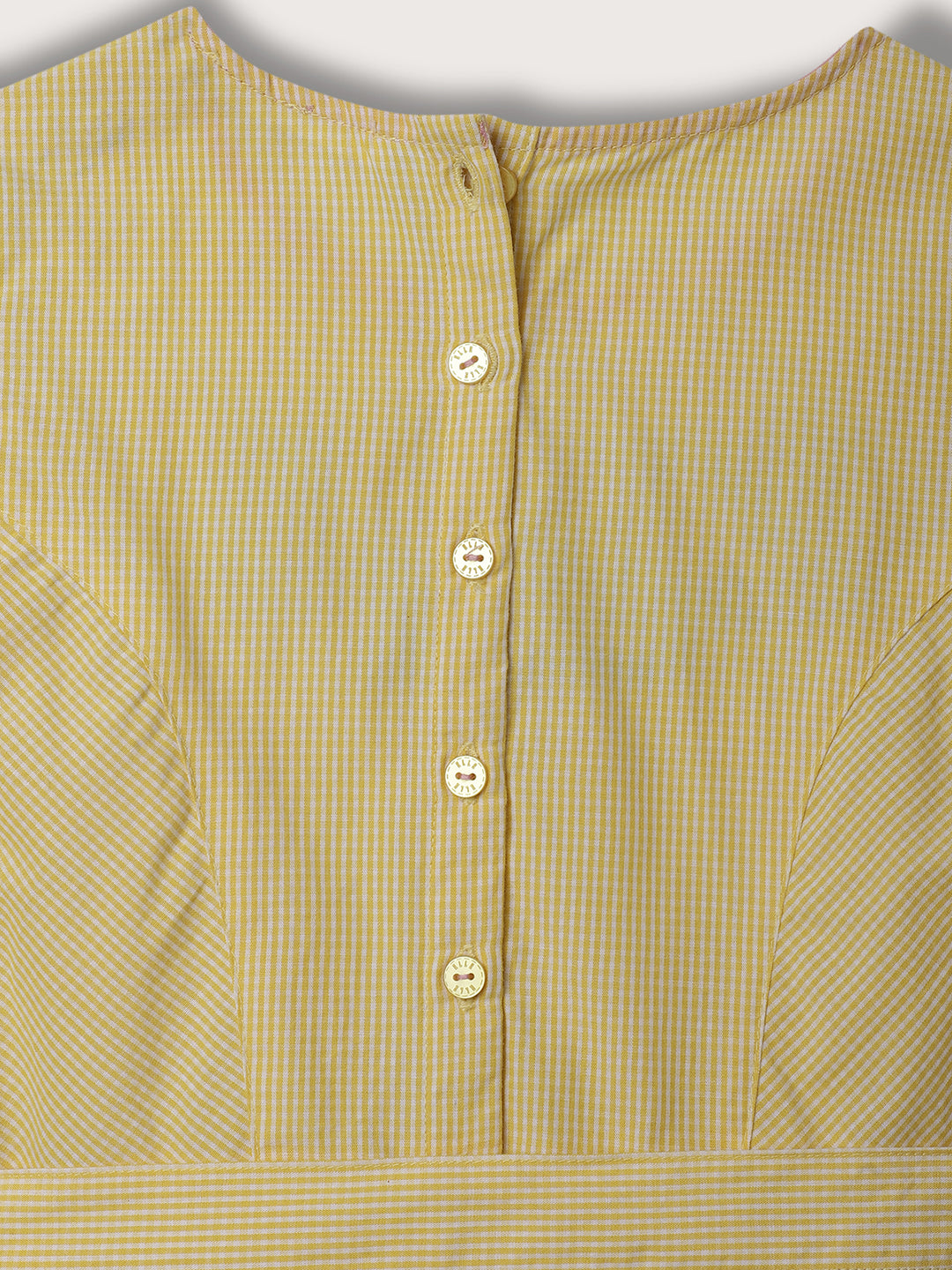 Elle Kids Girls Lemon Yellow Solid Round Neck Dress