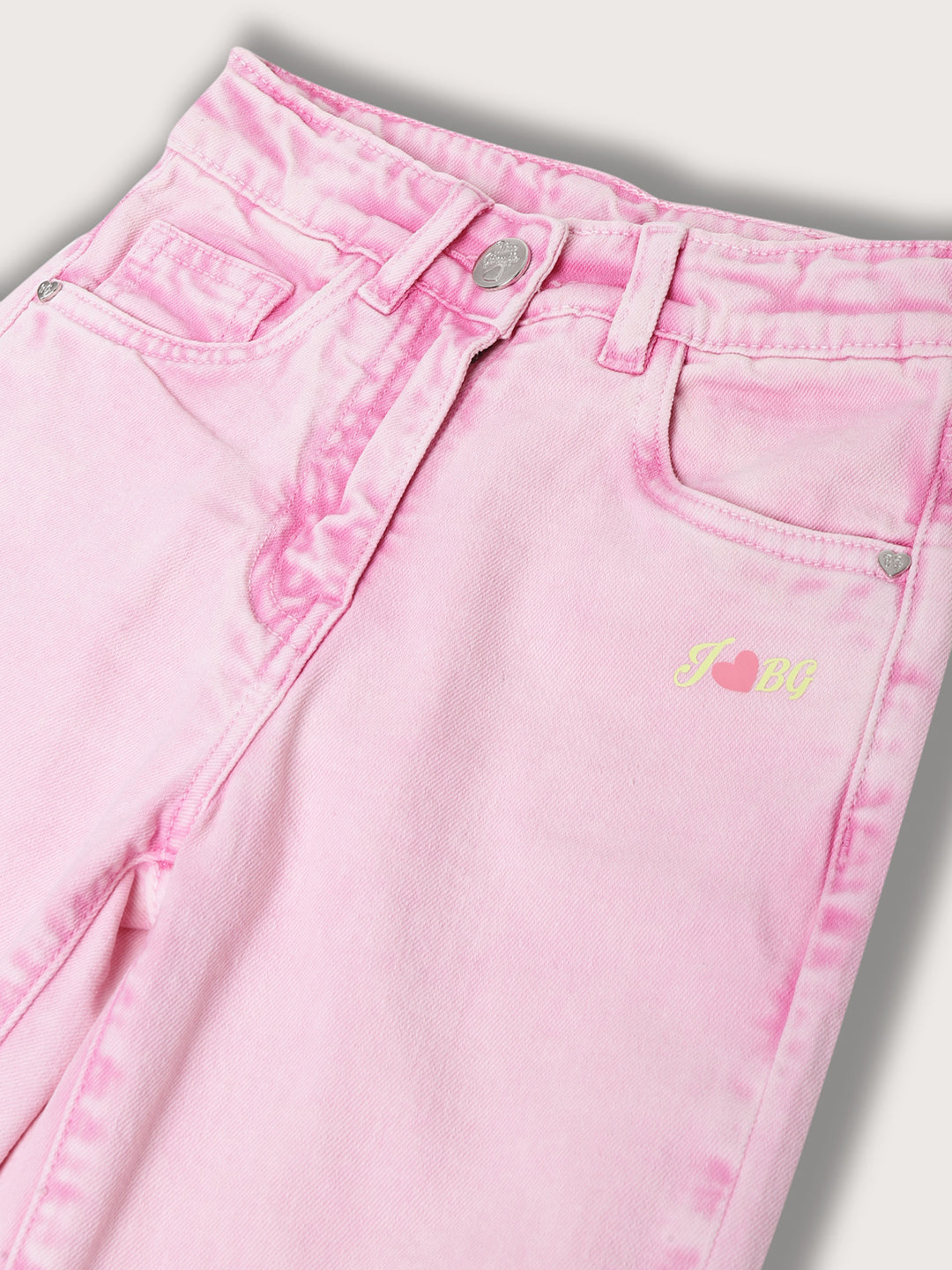 Blue Giraffe Girls Pink Washed Regular Fit Jeans