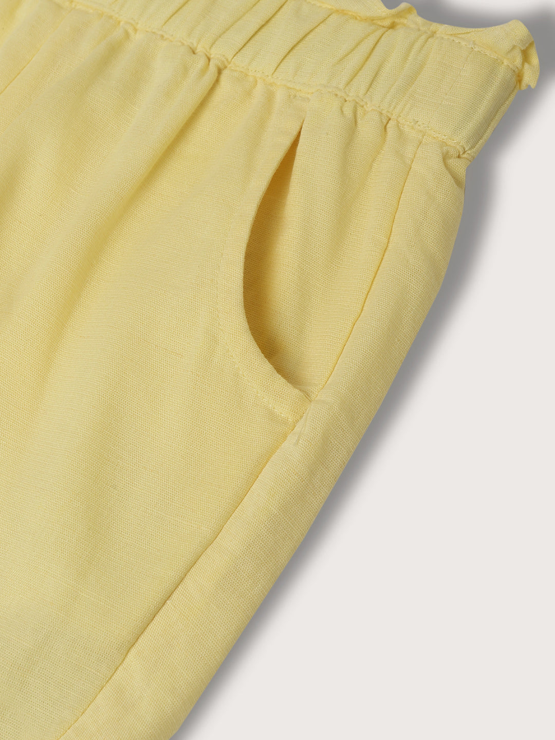 Elle Kids Girls Lemon Yellow Solid Regular Fit Shorts