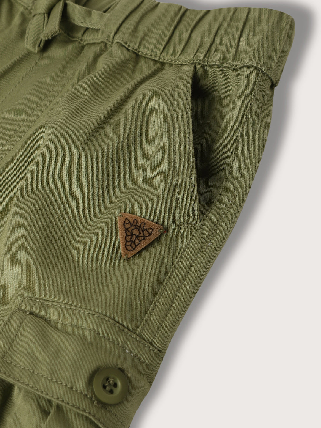 Blue Giraffe Boys Olive Solid Regular Fit Shorts