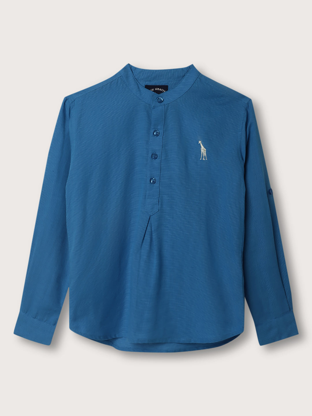 Blue Giraffe Boys Blue Solid Collar Shirt