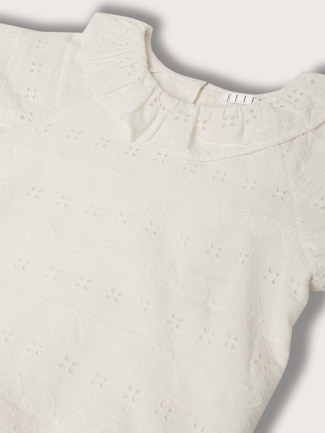 Elle Kids Girls White Solid Round Neck Top