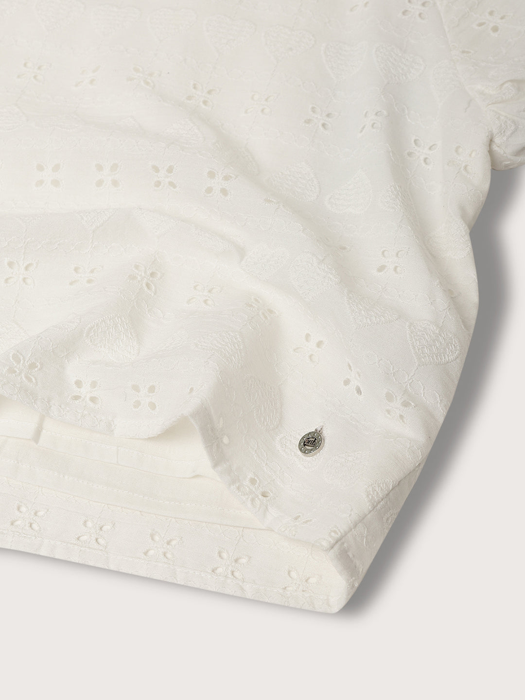 Elle Kids Girls White Solid Round Neck Top