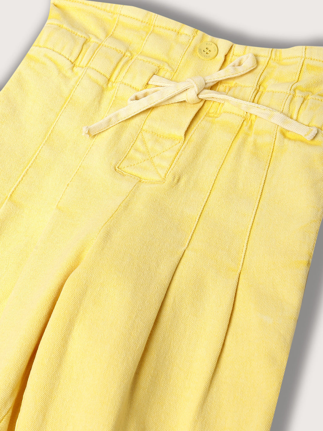 Elle Kids Girls Lemon Yellow Solid Loose Fit Jeans
