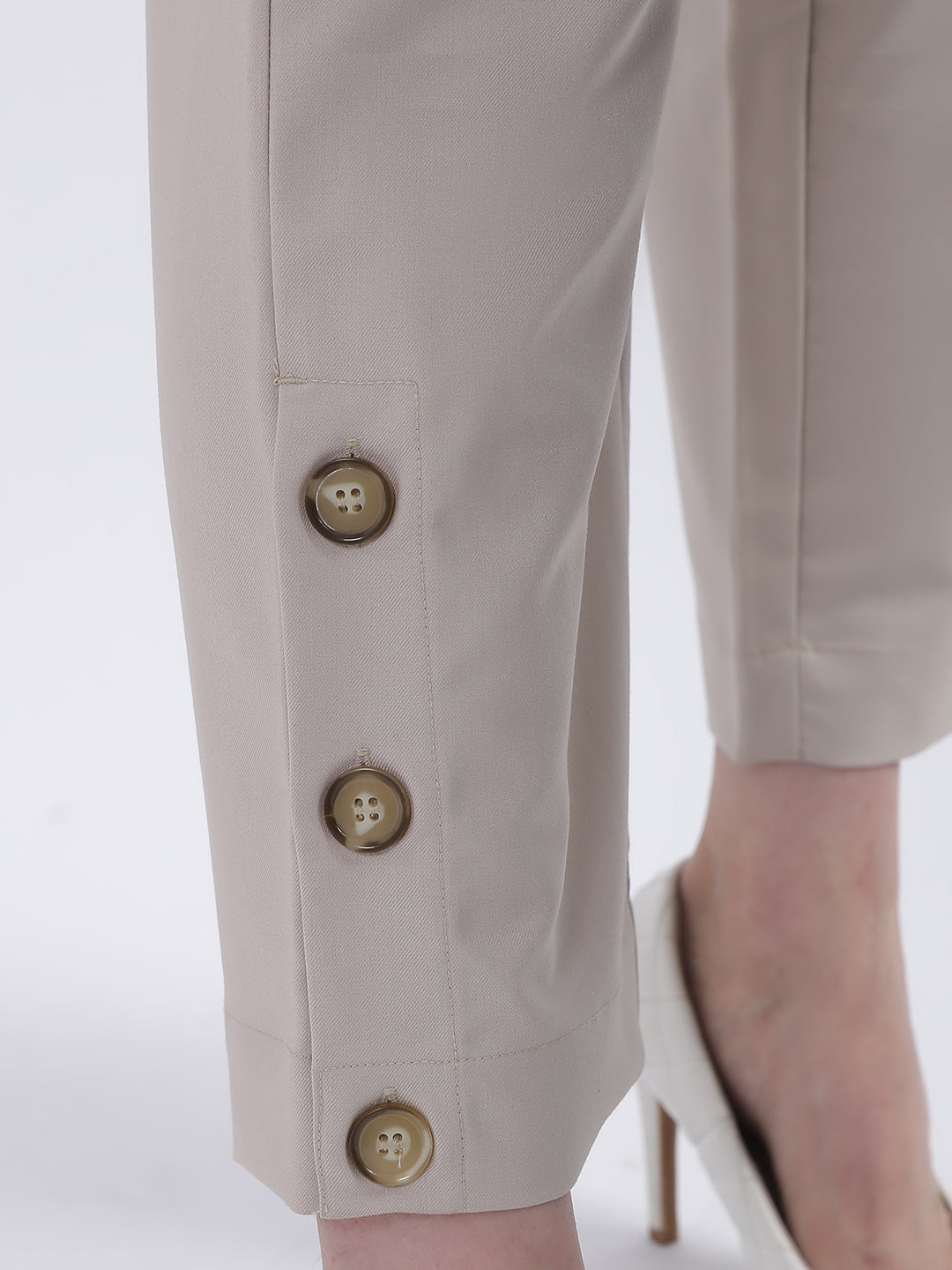 Centre Stage Women Beige Solid Straight Fit Trouser