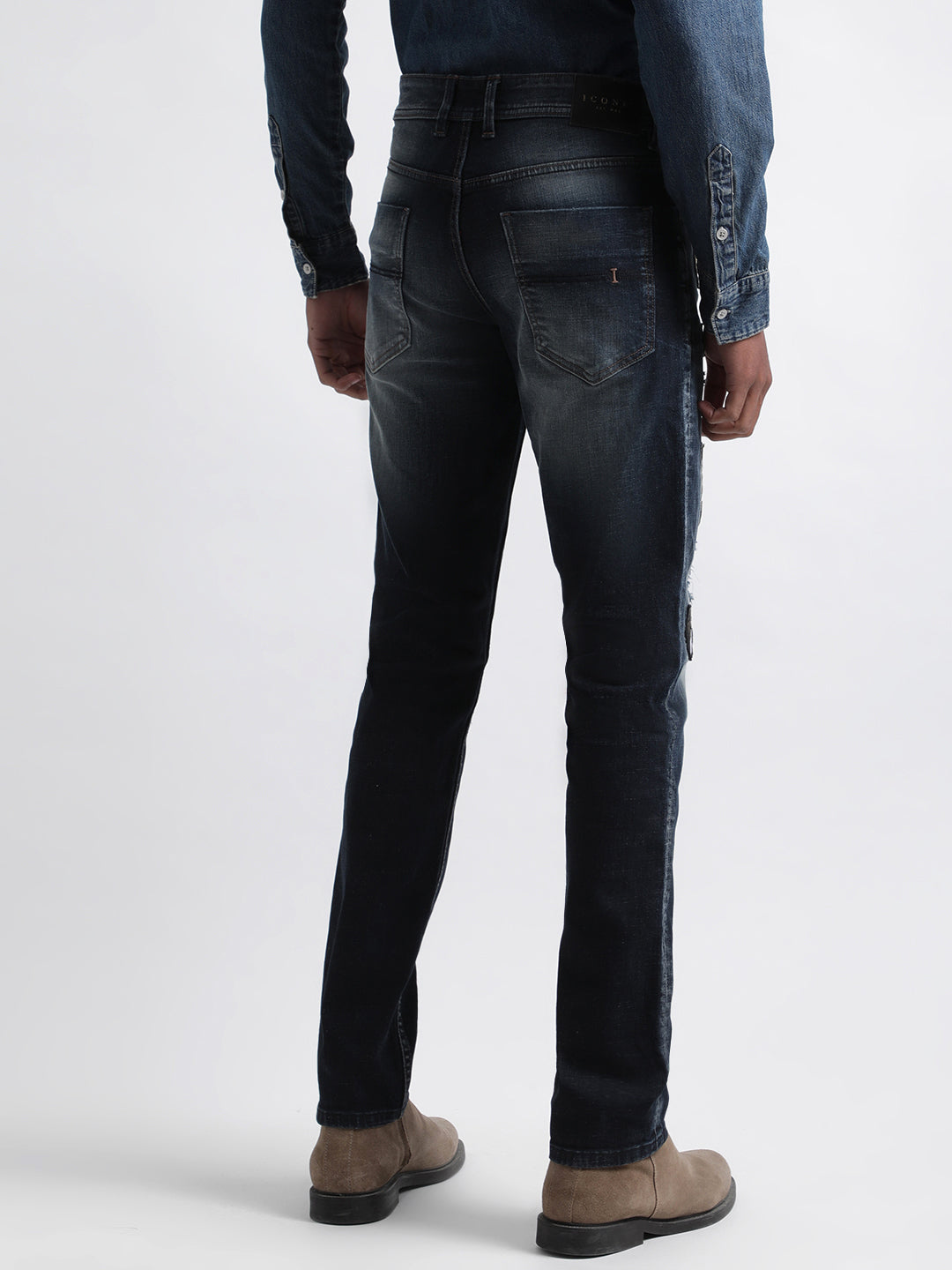 Iconic Men Black Solid Slim Fit Jeans
