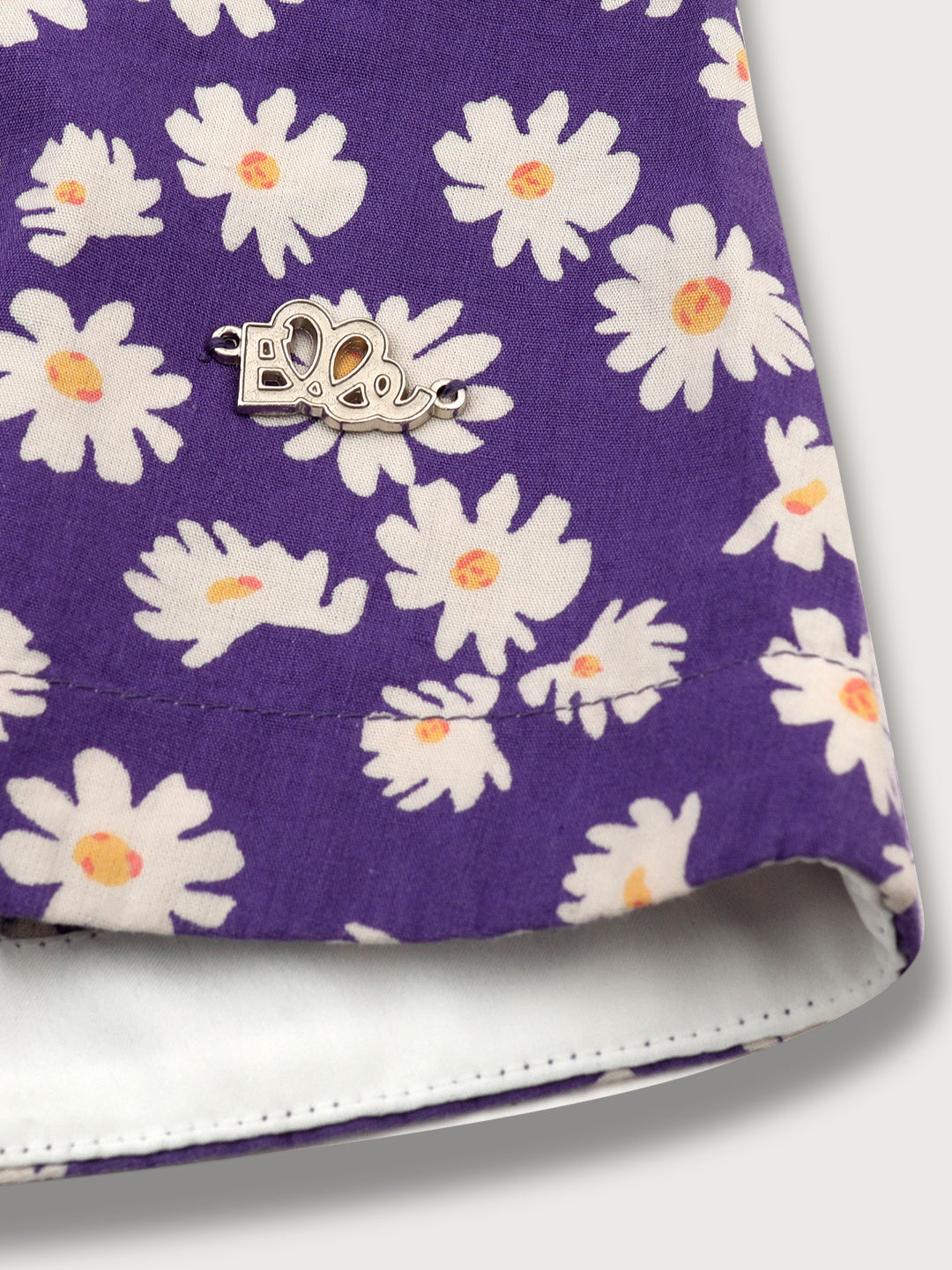 Elle Girls Purple Printed Asymmetrical Neck Dress