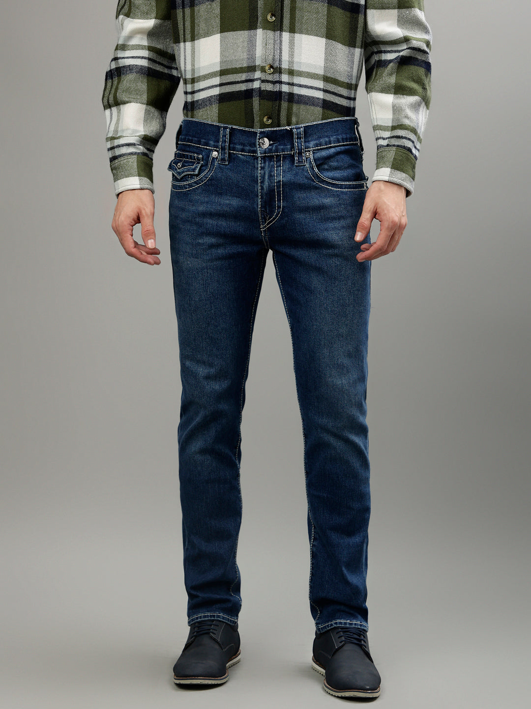 True Religion Men Solid Straight Fit Jeans