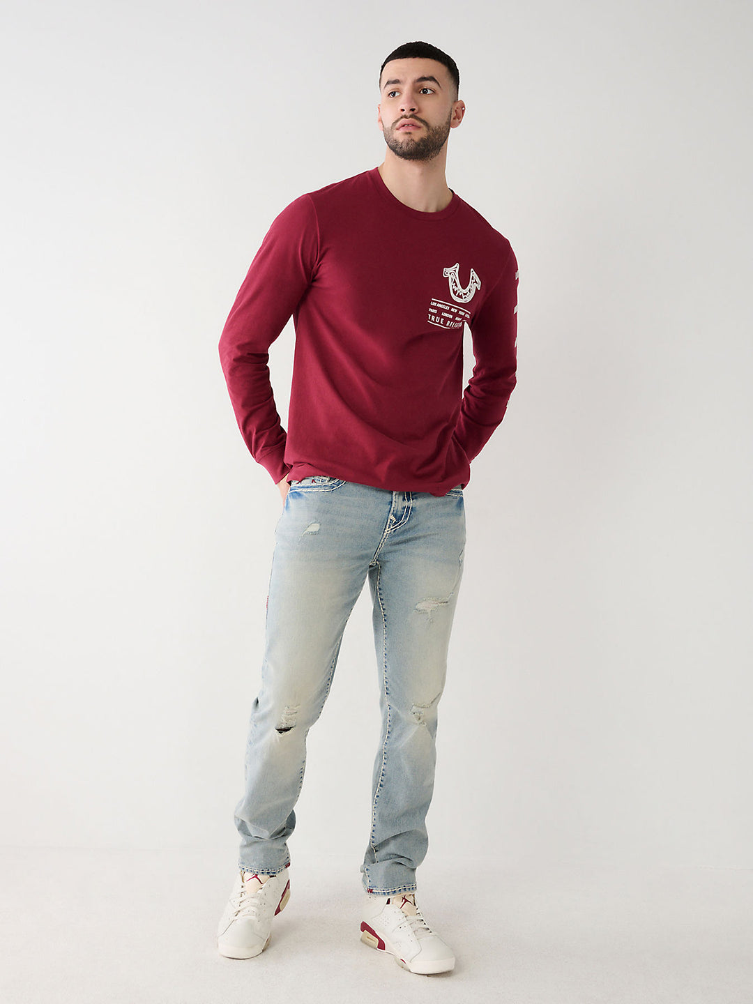 True Religion Men Faded Skinny Fit Jeans