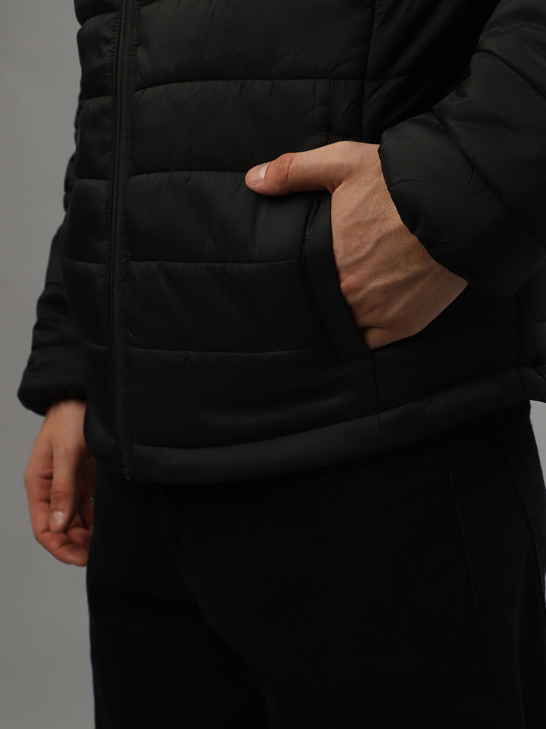 True Religion Men Solid Full Sleeves High Neck Jacket