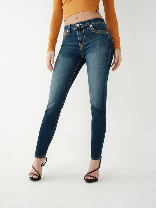 True Religion Women Blue Mid-Rise Skinny Fit Jeans