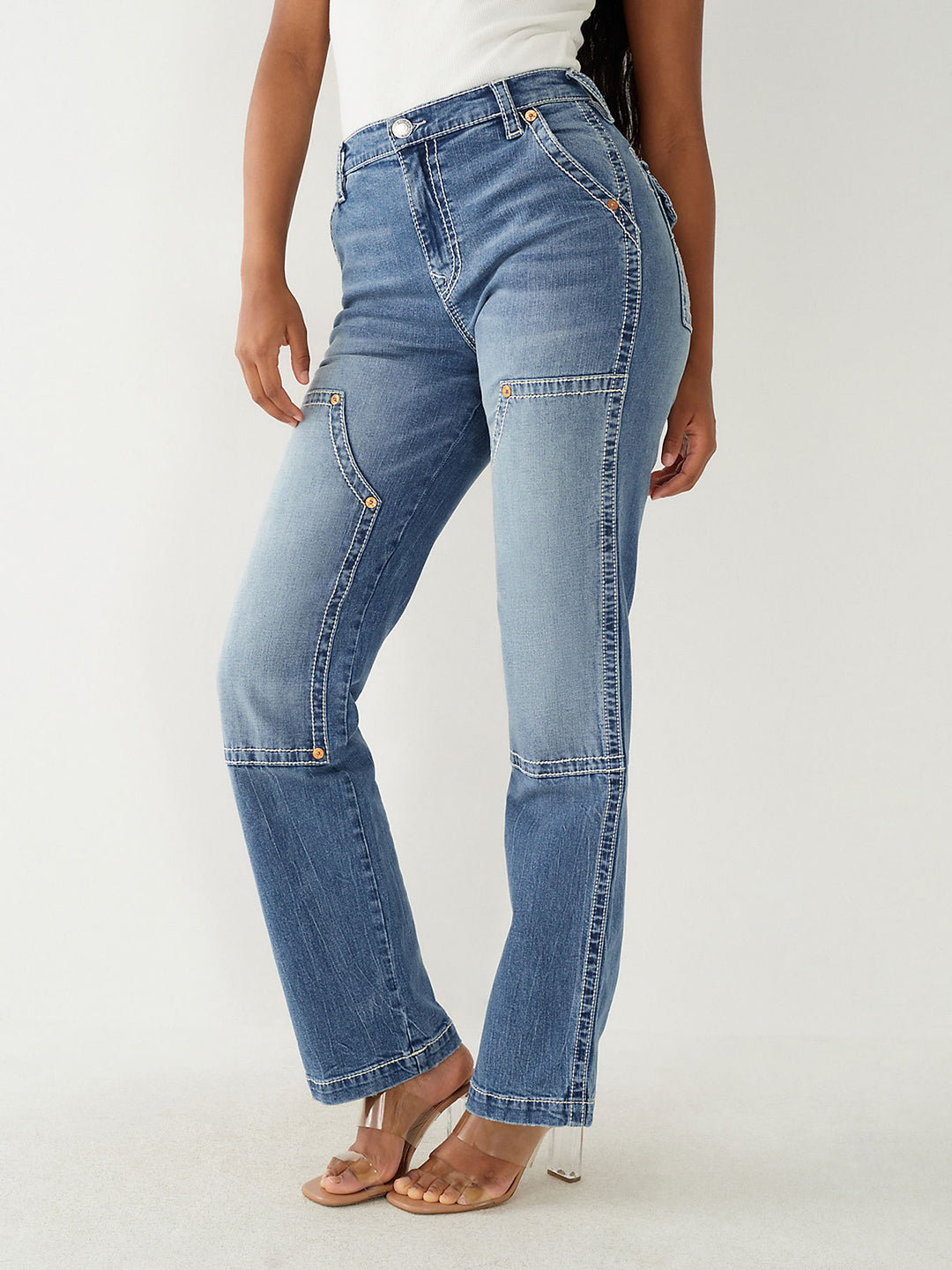 True Religion Women Faded Straight Fit Jeans