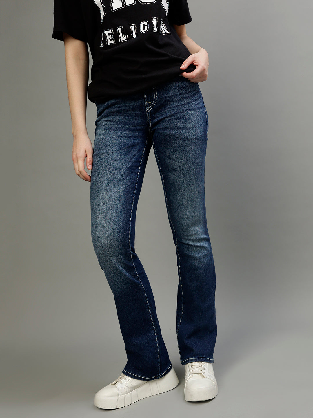 True Religion Women Solid Bootcut Jeans