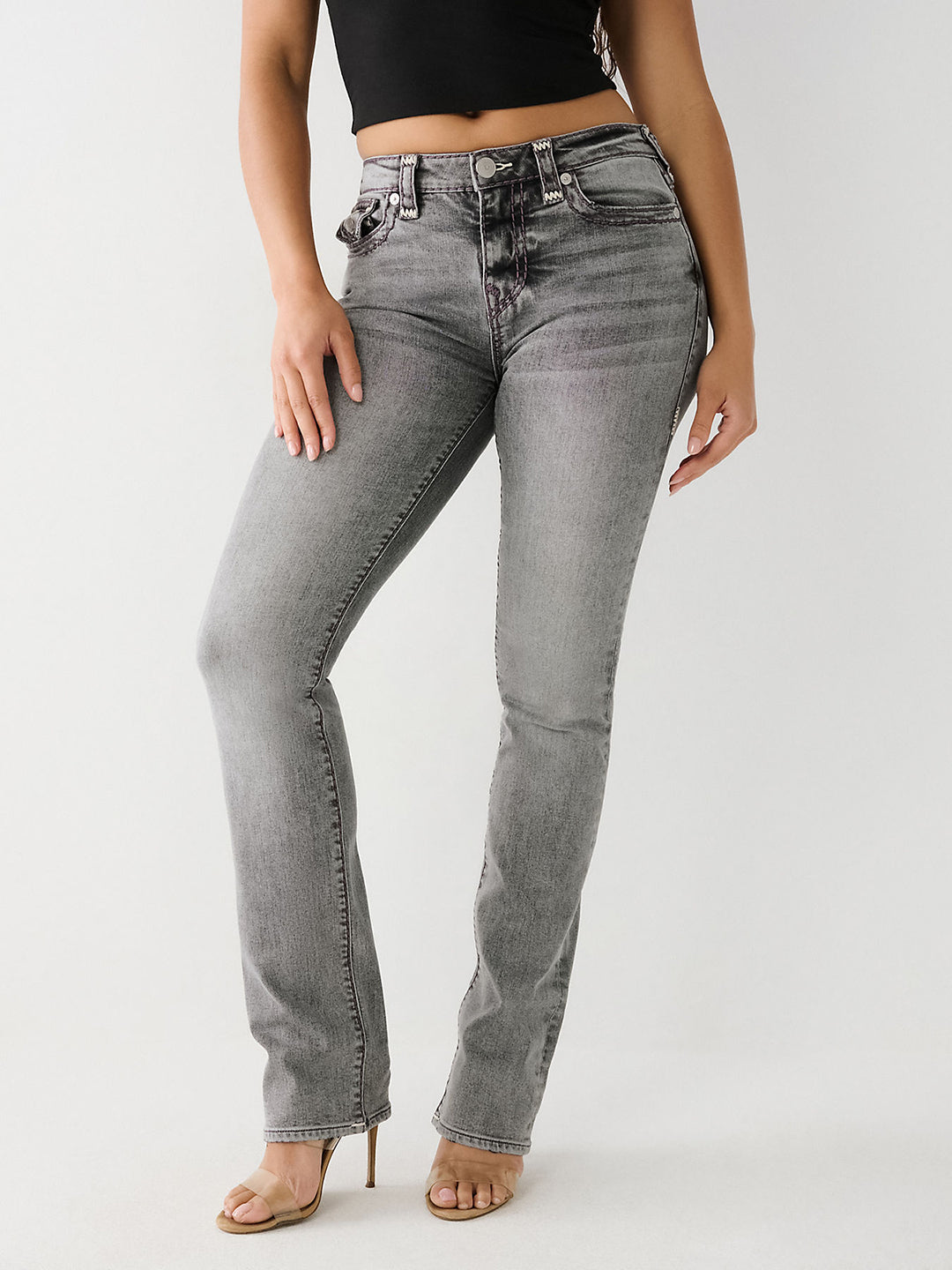 True Religion Women Faded Straight Fit Jeans