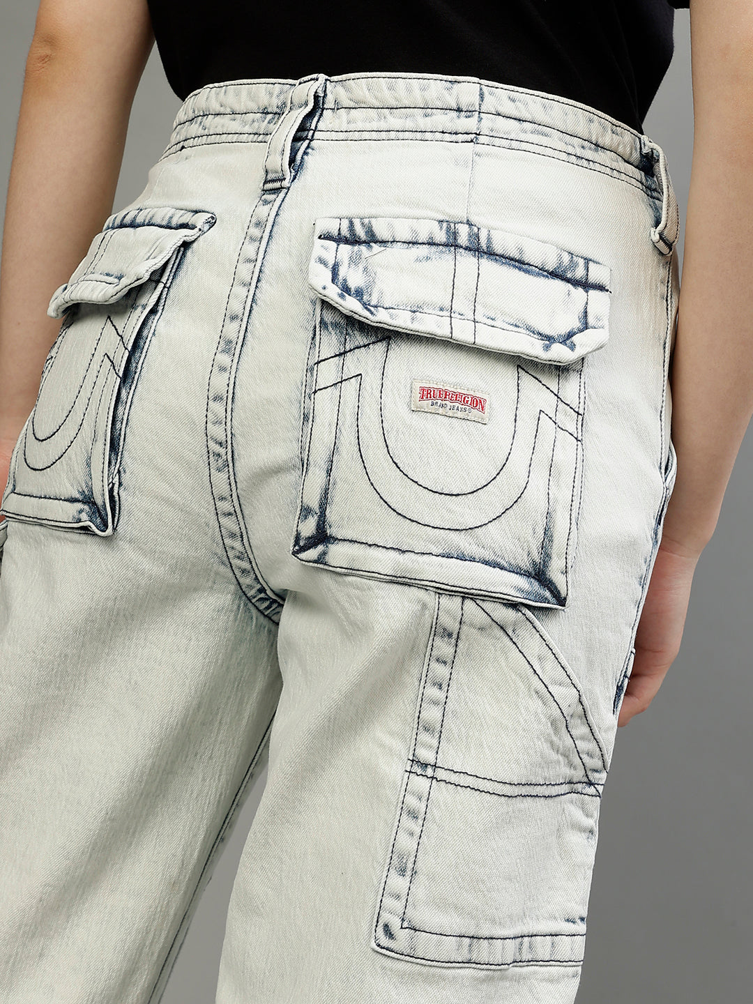 True Religion Women Solid Flared Jeans