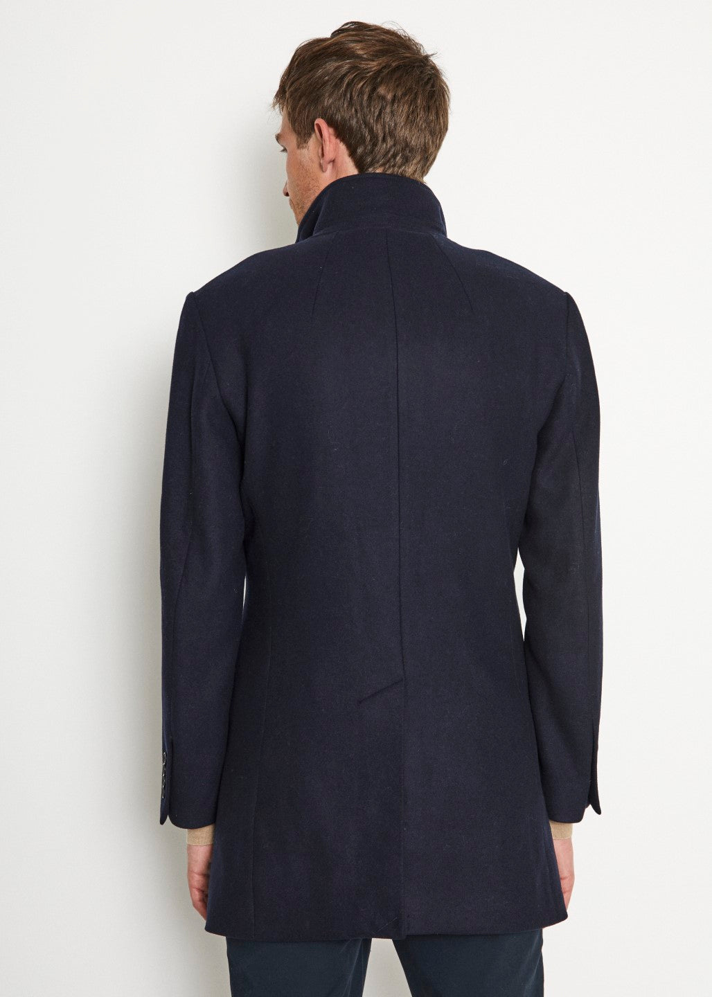 Bruun & Stengade Men Solid Stand Collar Full Sleeves Coat