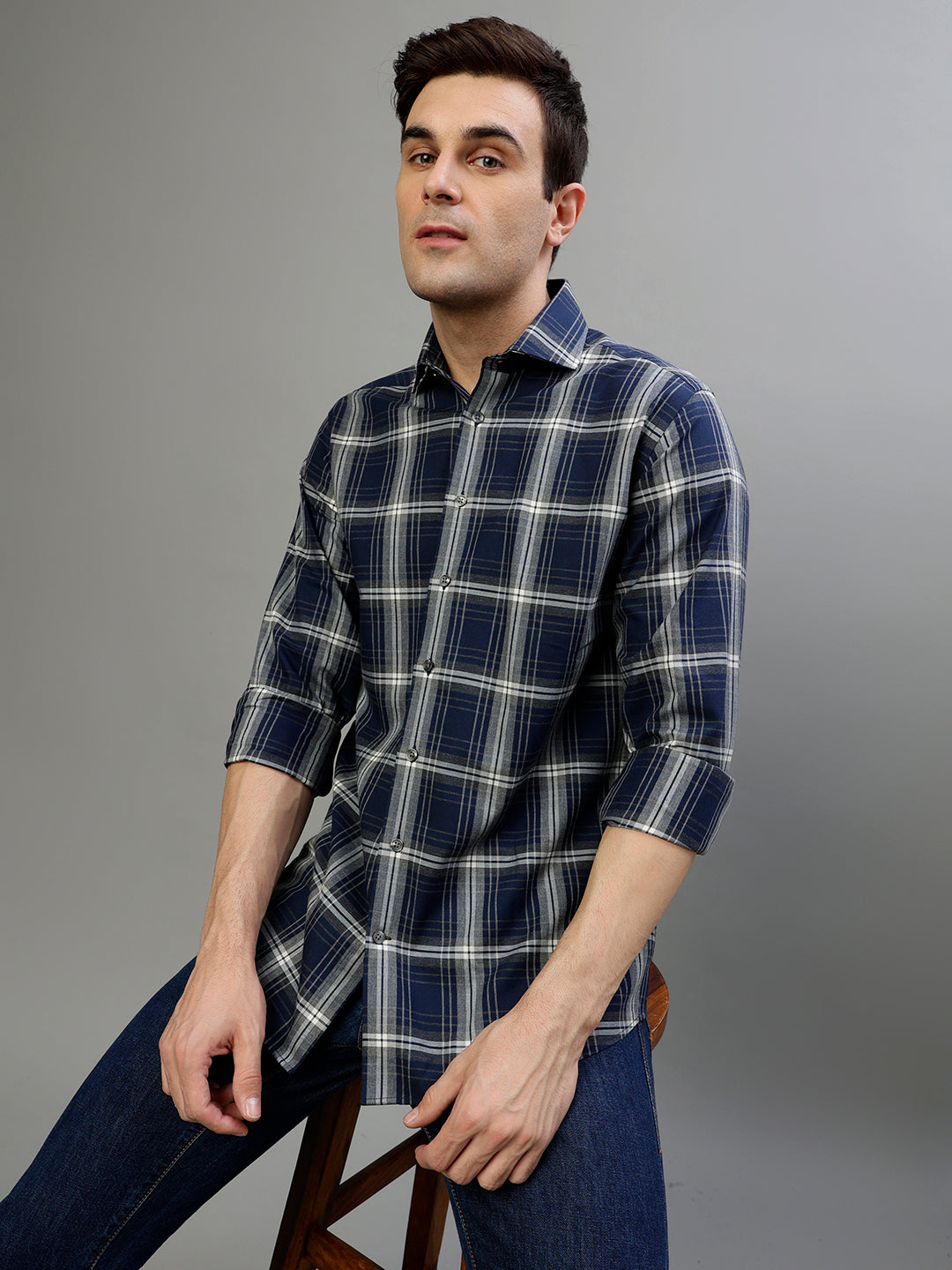 Bruun & Stengade Blue Fashion Checked Regular Fit Shirt
