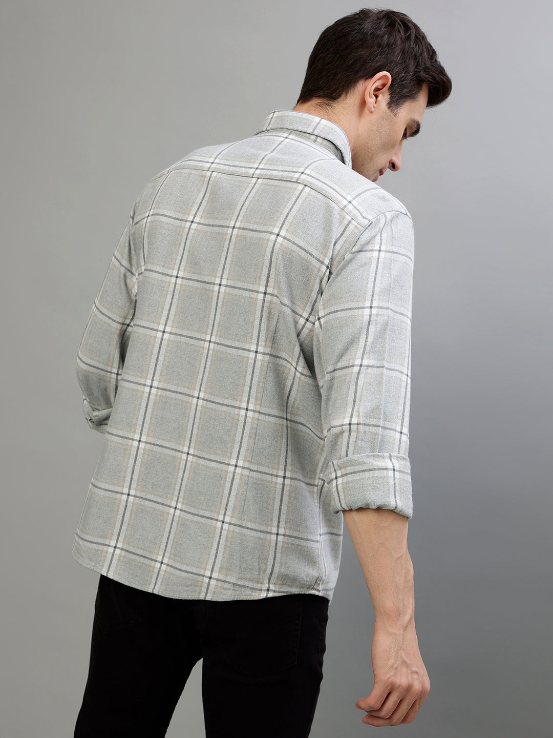 Bruun & Stengade Grey Fashion Checked Regular Fit Shirt