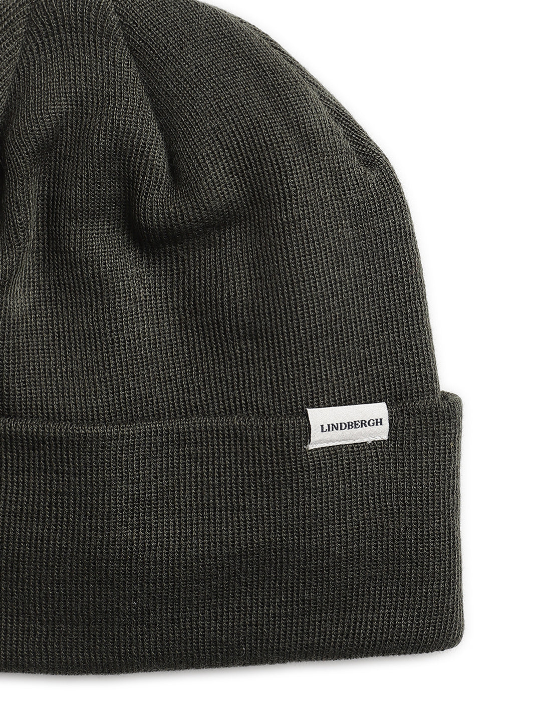 Lindbergh Men Olive Solid Beanie Cap