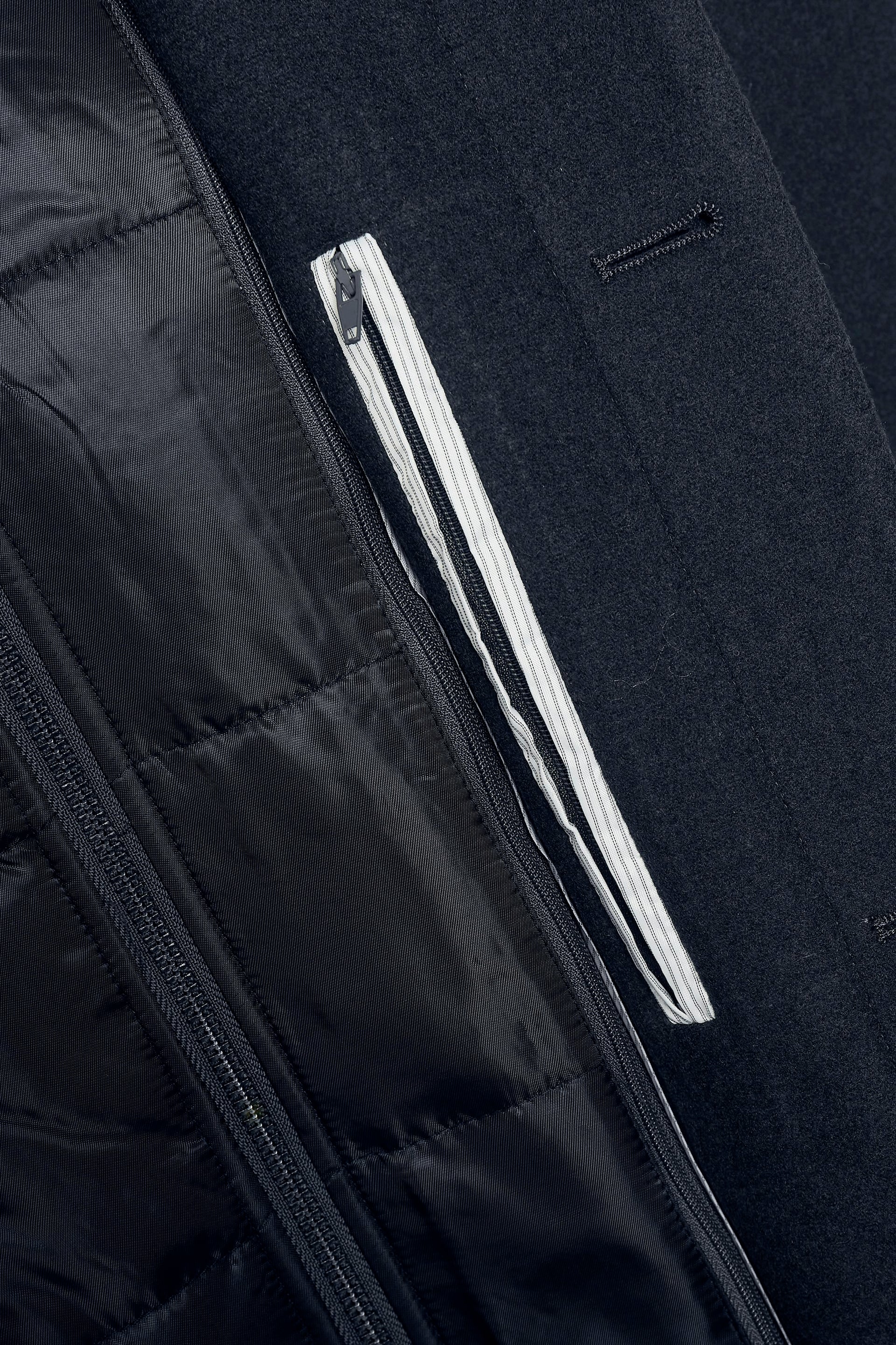 Matinique Men Blue Solid Stand Collar Long Sleeves Overcoat