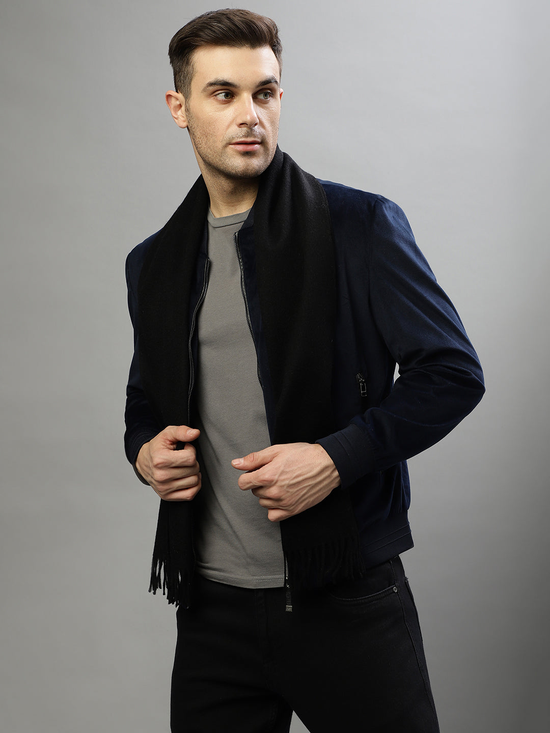 Bruun & Stengade Men Black Solid Muffler