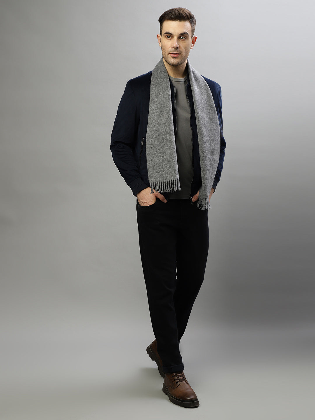 Bruun & Stengade Men Grey Solid Muffler