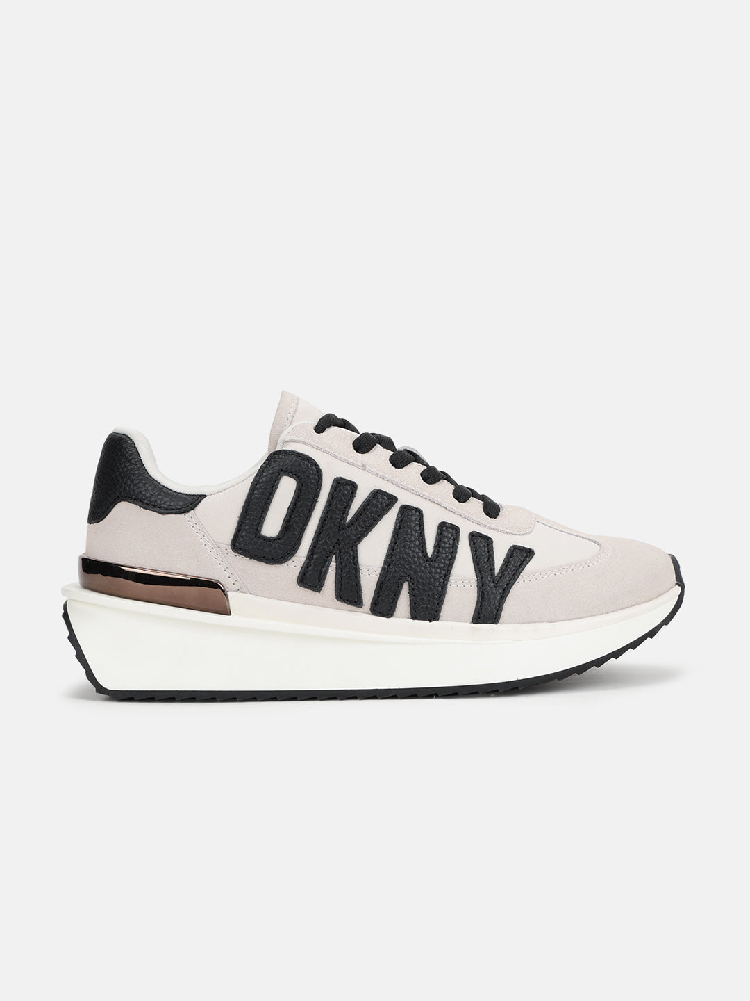 Dkny Women Grey Solid Round Toe Lace-Ups Sneakers