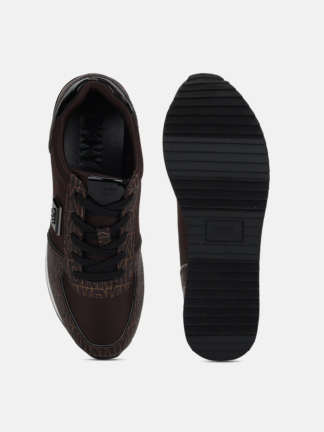 Dkny Women Brown Printed Round Toe Lace-Ups Sneakers