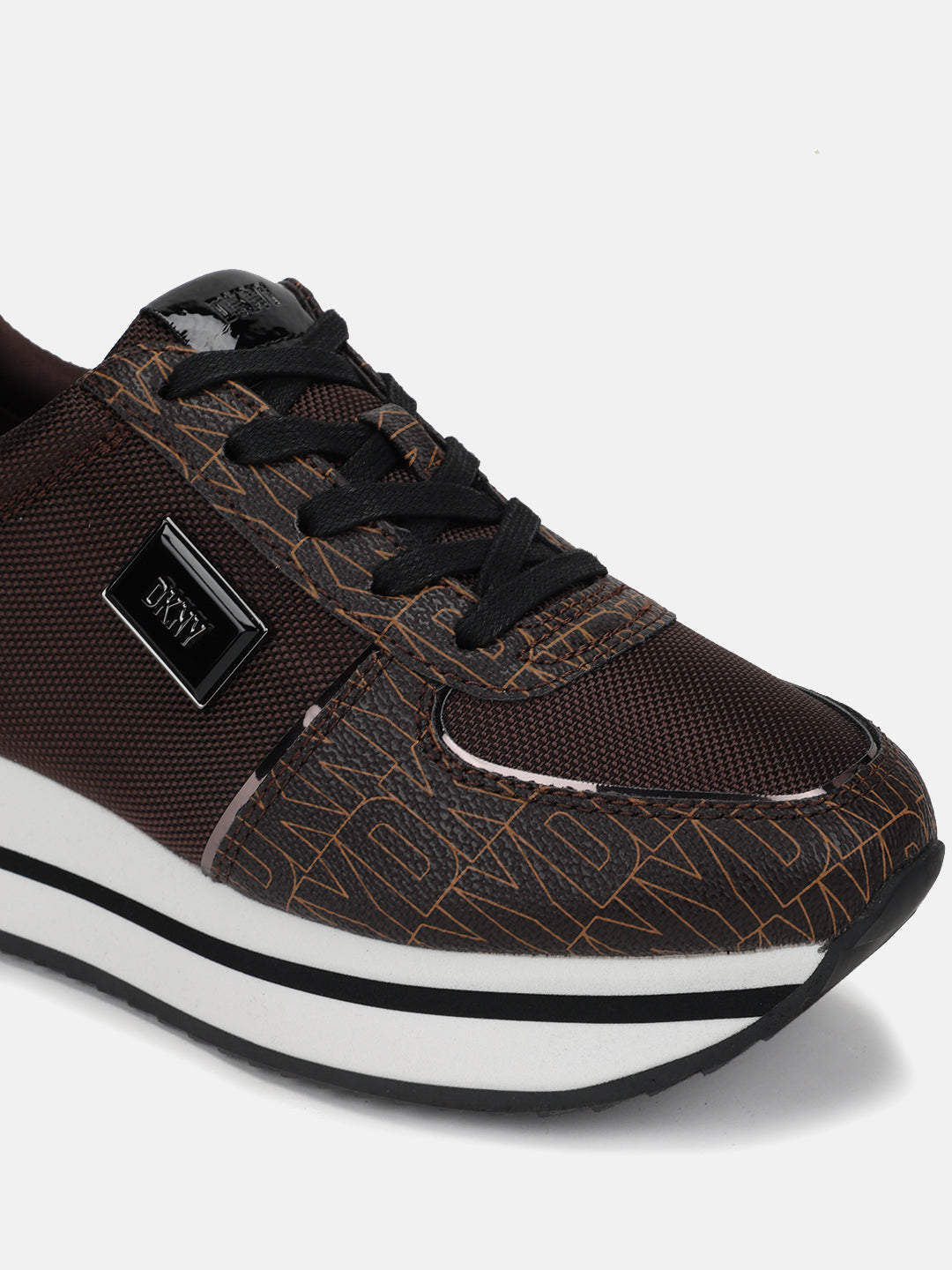 Dkny Women Brown Printed Round Toe Lace-Ups Sneakers