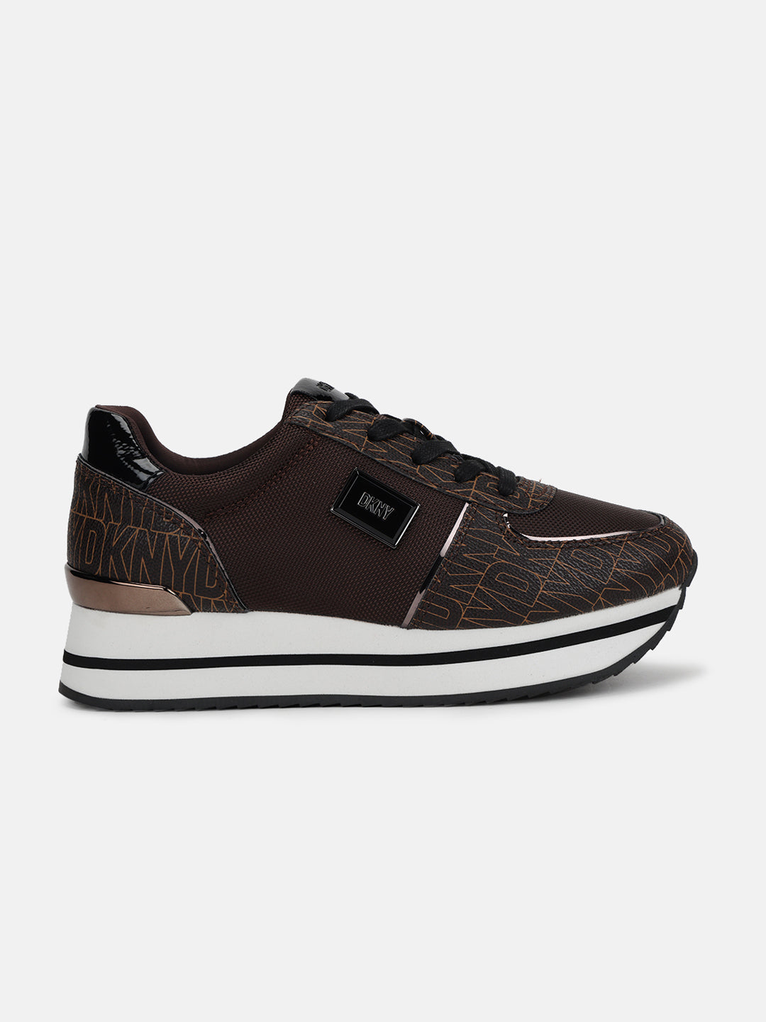 Dkny Women Brown Printed Round Toe Lace-Ups Sneakers