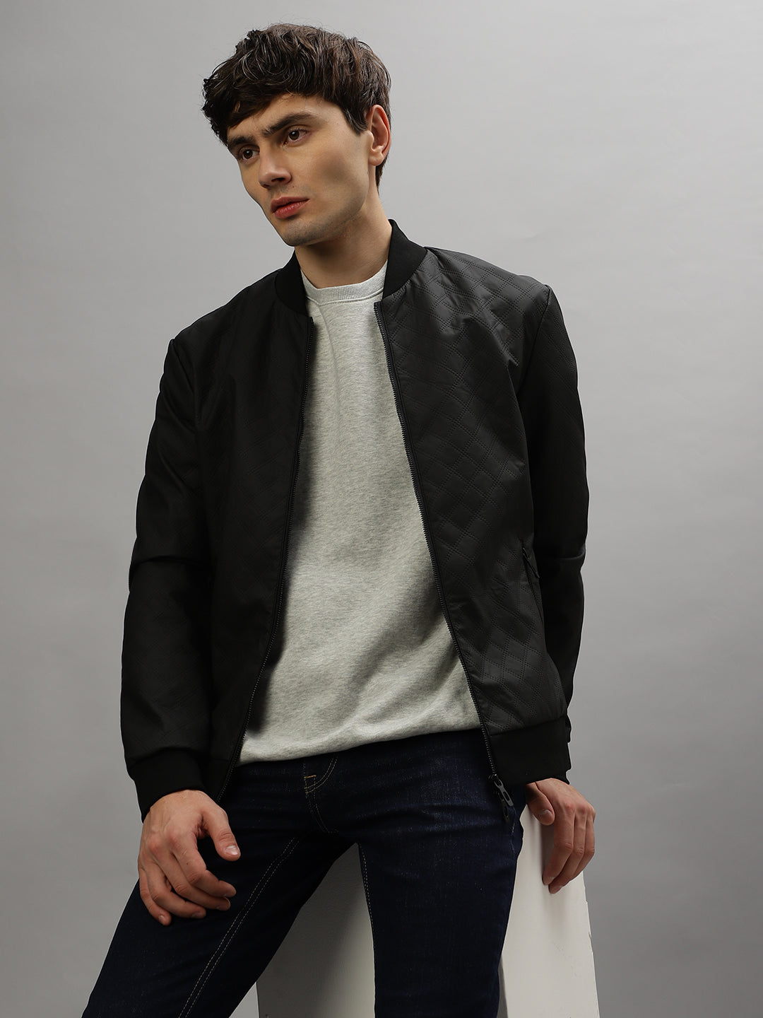 Shop Antony Morato Men Solid Full Sleeves Stand Collar Jacket