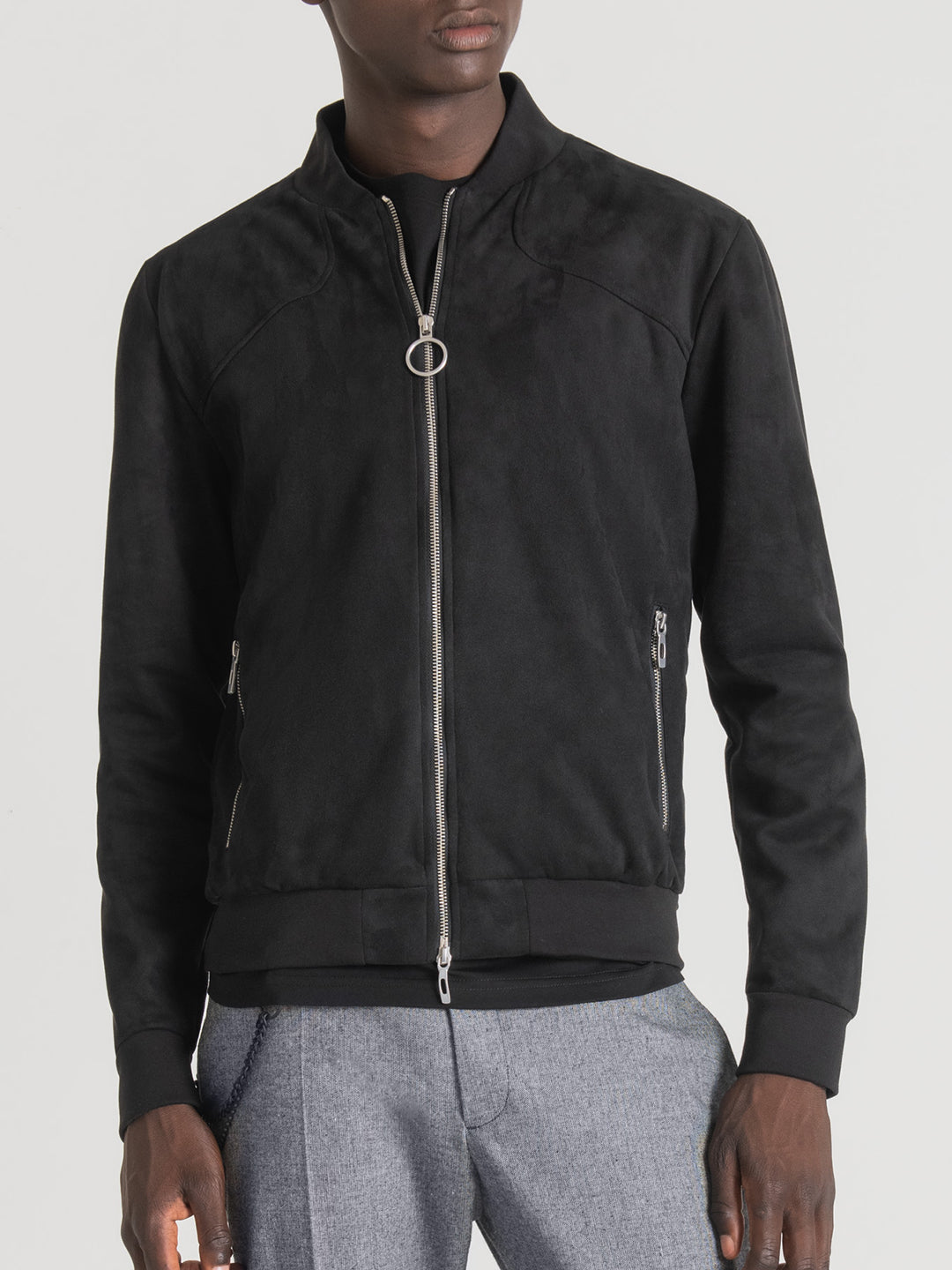 Antony Morato Men Solid Stand Collar Full Sleeves Sweatshirt
