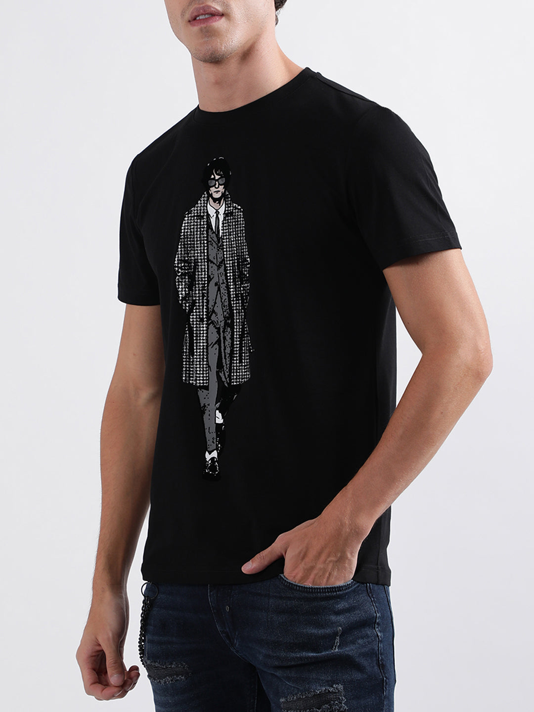 Antony Morato Black Printed Slim Fit T-Shirt