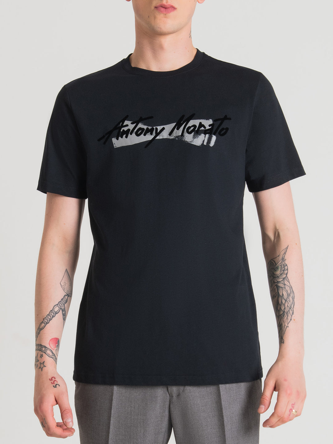 Shop Antony Morato Black Fashion Printed Regular Fit T-Shirt