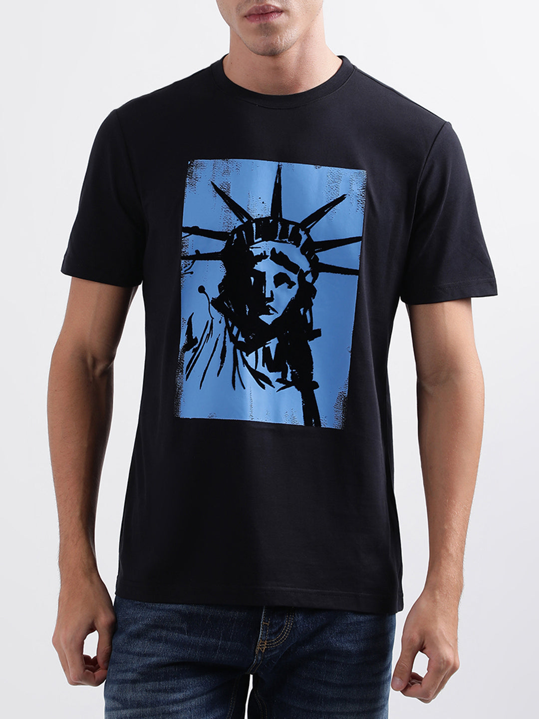 Shop Antony Morato Black Printed Regular Fit T-Shirt Online