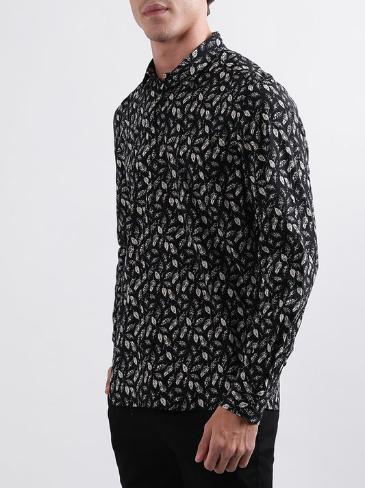 Antony Morato Black Printed Regular Fit Shirt