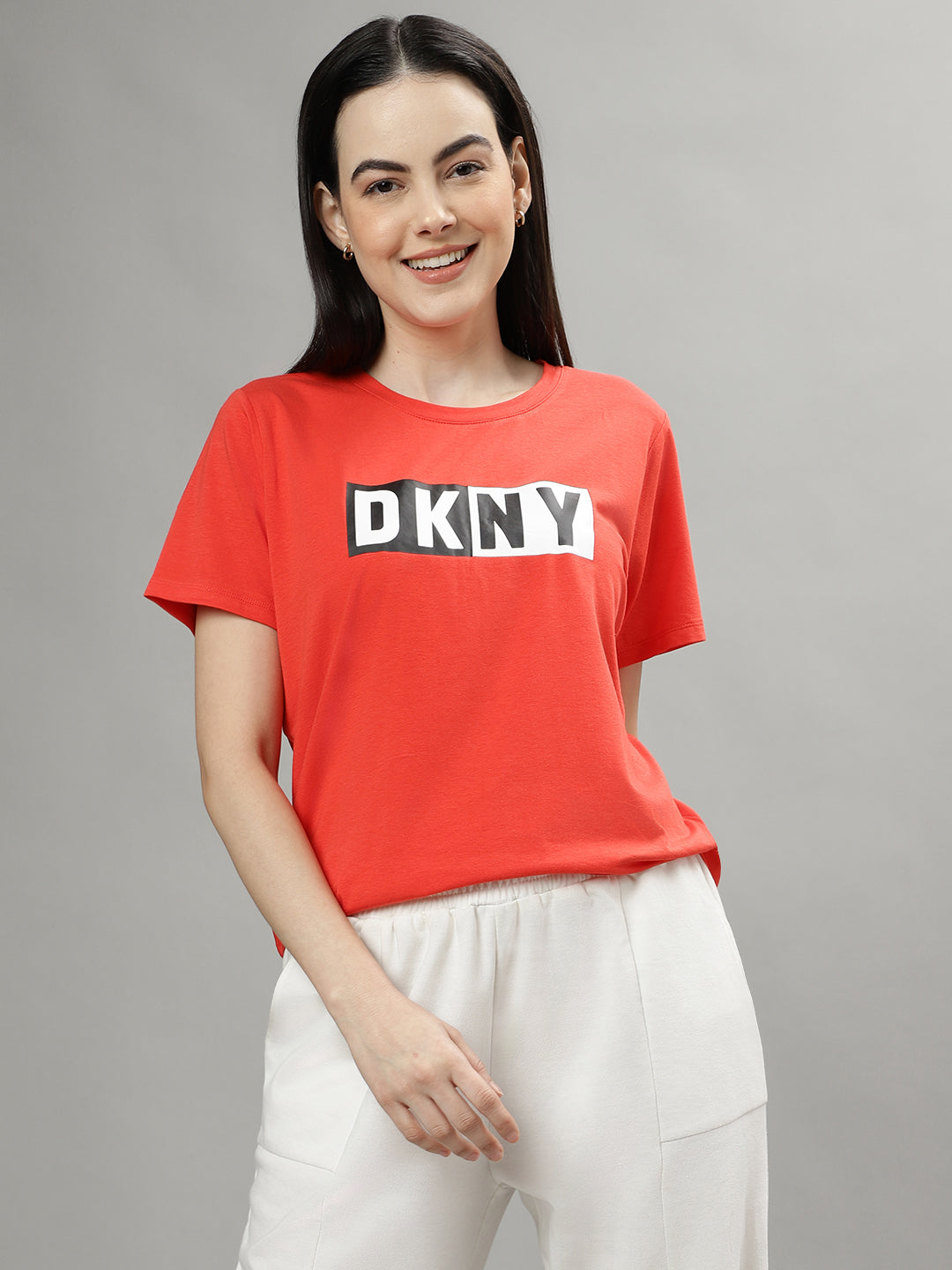Dkny Red Fashion Logo Regular Fit Top