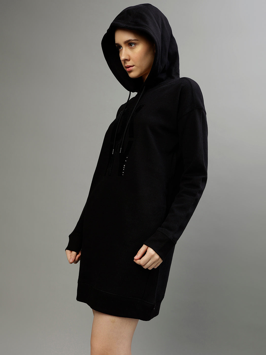 Dkny Women Printed Hooded Full Sleeves Dress